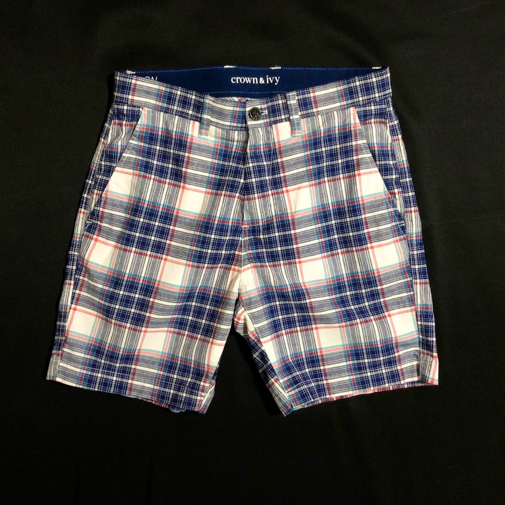 Men’s Crown & Ivy Plaid Motion Flex Shorts - New W/O Tags